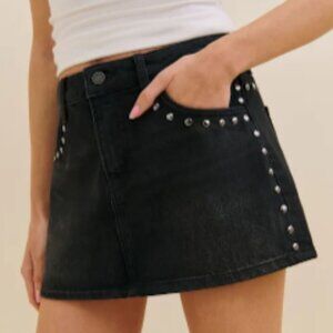 Reformation Hazel Low Rise Denim Mini Skirt Black - Size 29